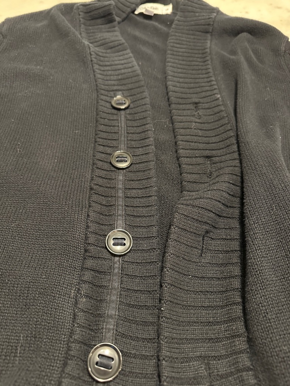 Calvin Klein Dark Black Button-Front Knit Cardigan size Large